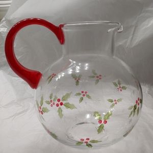 Vintage Glass Christmas Pitcher Studio Nova